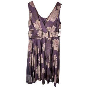 Purple Floral Sleeveless Dress With Empire Waist Size 20 W Easter Fairy